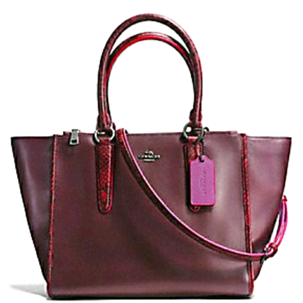 Coach Crosby Oxblood Python Handbag Crossbody Tote